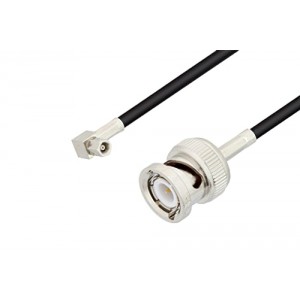 SMC Plug Right Angle to BNC Male Cable 12 Inch Length Using ET-RG174 Coax