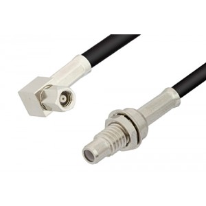 SMC Plug Right Angle to SMC Jack Bulkhead Cable 12 Inch Length Using ET-B100 Coax