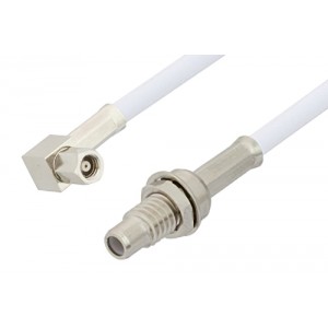 SMC Plug Right Angle to SMC Jack Bulkhead Cable 12 Inch Length Using ET-RG188 Coax, RoHS