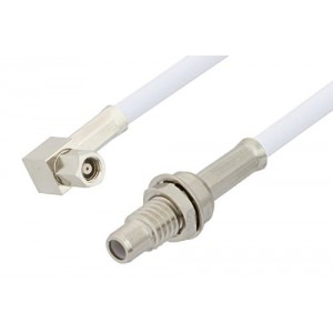 SMC Plug Right Angle to SMC Jack Bulkhead Cable 12 Inch Length Using ET-RG188 Coax