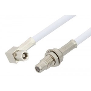 SMC Plug Right Angle to SMC Jack Bulkhead Cable 12 Inch Length Using ET38398 Coax, RoHS