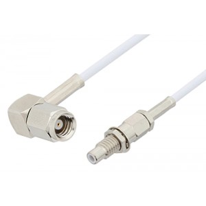 SMC Plug Right Angle to SMC Jack Bulkhead Cable 12 Inch Length Using ET-RG196 Coax