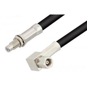 SMC Plug Right Angle to SMC Jack Bulkhead Cable 12 Inch Length Using ET-RG223 Coax