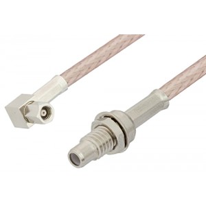 SMC Plug Right Angle to SMC Jack Bulkhead Cable 12 Inch Length Using ET-RG316 Coax, RoHS