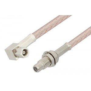 SMC Plug Right Angle to SMC Jack Bulkhead Cable 12 Inch Length Using ET38399 Coax