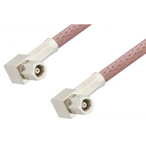 SMC Plug Right Angle to SMC Plug Right Angle Cable 12 Inch Length Using ET-RG142 Coax, RoHS