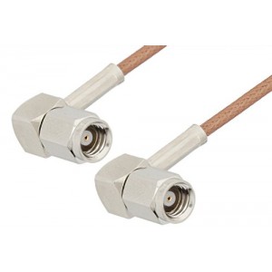 SMC Plug Right Angle to SMC Plug Right Angle Cable 12 Inch Length Using ET-RG178 Coax, RoHS