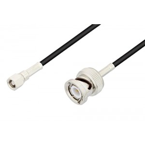 SMC Plug to BNC Male Cable 12 Inch Length Using ET-RG174 Coax, LF Solder, RoHS