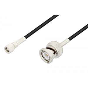 SMC Plug to BNC Male Cable 12 Inch Length Using ET-RG174 Coax