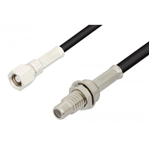 SMC Plug to SMC Jack Bulkhead Cable 12 Inch Length Using ET-RG174 Coax, RoHS