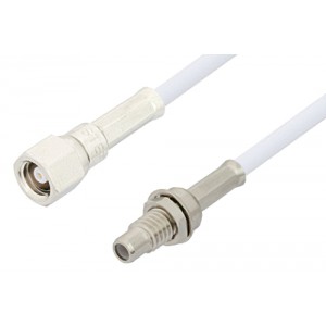 SMC Plug to SMC Jack Bulkhead Cable 12 Inch Length Using ET-RG188 Coax, RoHS