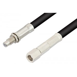 SMC Plug to SMC Jack Bulkhead Cable 12 Inch Length Using ET-RG223 Coax, RoHS