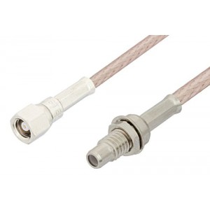 SMC Plug to SMC Jack Bulkhead Cable 12 Inch Length Using ET-RG316 Coax, RoHS