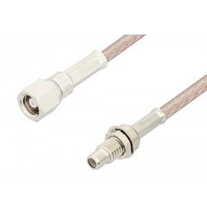 SMC Plug to SMC Jack Bulkhead Cable 12 Inch Length Using ET38399 Coax, RoHS