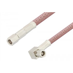 SMC Plug to SMC Plug Right Angle Cable 12 Inch Length Using ET-RG142 Coax, RoHS