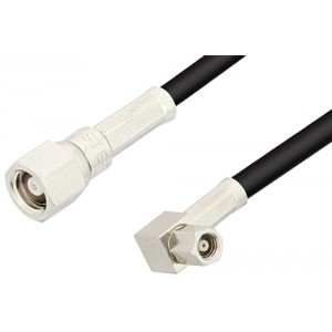 SMC Plug to SMC Plug Right Angle Cable 12 Inch Length Using ET-RG174 Coax