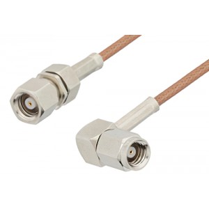 SMC Plug to SMC Plug Right Angle Cable 12 Inch Length Using ET-RG178 Coax, RoHS