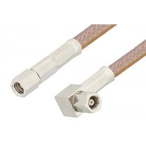 SMC Plug to SMC Plug Right Angle Cable 12 Inch Length Using ET-RG400 Coax, RoHS