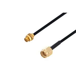 Limited Detent SMP Male Bulkhead to SMA Male Cable 12 Inch Length Using ET38323 Coax