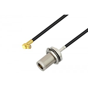 Push-On SMP Female Right Angle to N Female Bulkhead Cable 12 Inch Length Using ET-LMR-100 Coax