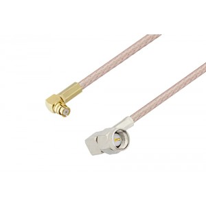 Push-On SMP Female Right Angle to SMA Male Right Angle Cable 12 Inch Length Using ET-RG316 Coax