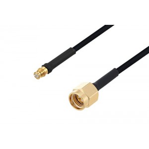 Push-On SMP Female to SMA Male Cable 12 Inch Length Using ET38323 Coax with HeatShrink