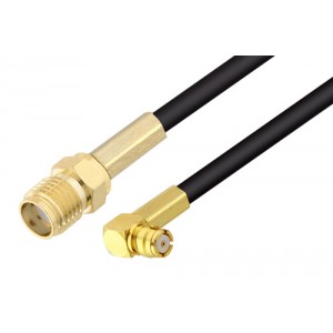 SMA Female to Push-On SMP Female Right Angle Cable 12 Inch Length Using ET-LMR-100 Coax