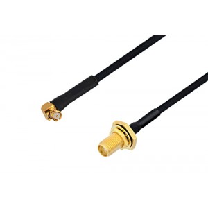 SMP Female Right Angle to SMA Female Bulkhead Cable 12 Inch Length Using ET38323 Coax with HeatShrink