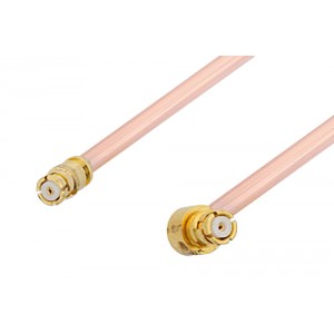 SMP Female to SMP Female Right Angle Cable 12 Inch Length Using ET-RG405 Coax, RoHS