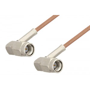 SSMA Male Right Angle to SSMA Male Right Angle Cable 6 Inch Length Using ET-RG178 Coax, RoHS