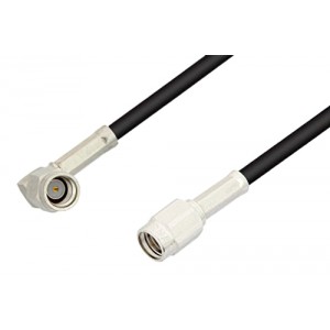 SSMA Male to SSMA Male Right Angle Cable 6 Inch Length Using ET-RG174 Coax, RoHS