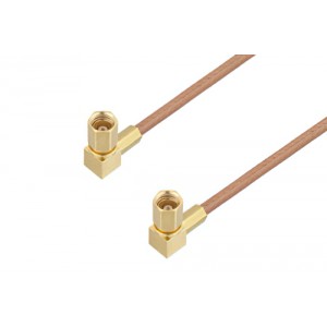 SSMC Plug Right Angle to SSMC Plug Right Angle Cable 6 Inch Length Using ET-RG178 Coax