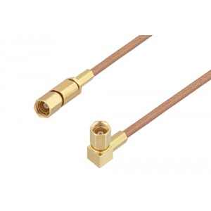 SSMC Plug to SSMC Plug Right Angle Cable 6 Inch Length Using ET-RG178 Coax