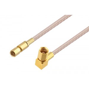 SSMC Plug to SSMC Plug Right Angle Cable 6 Inch Length Using ET-RG316 Coax