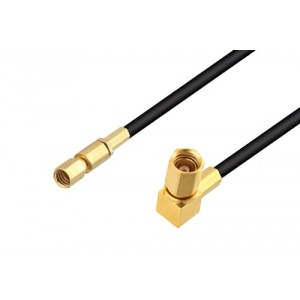 SSMC Plug to SSMC Plug Right Angle Low Loss Cable 6 Inch Length Using ET-LMR-100 Coax