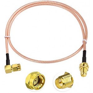 2-Pack RP-SMA Cable Right Angle RP SMA Male to Female Bulkhead Cable (ET-RG316 20Inch)