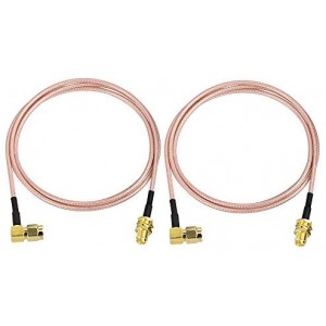 2-Pack RP-SMA Cable RPSMA Female to RP SMA Male Right Angle Cable (ET-RG316 3ft)