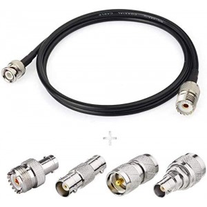 BNC Male to SO239 RF Coaxial Coax Cable 3ft + 4pcs Adapter Kit BNC to SO239 Cable + BNC to PL259/SO239 Adapter KIT