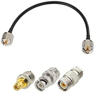 PL259 Cable UHF RF Coaxial Coax Cable 12inches + 3pcs Adapter Kit UHF Cable + SMA/BNC/PL259/SO239 Adapter Kit