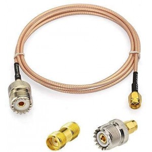 RF Coax SMA Male to UHF Female SO-239 Cable + 2pcs SMA Adapter SMA UHF Female SO239 Adapter