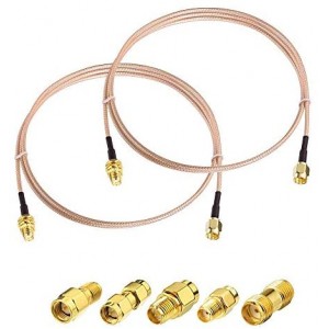 SMA Male to SMA Female RF Coaxial Coax Cable 12inches + 5pcs RF Coax Adapter Kit SMA Cable + SMA to SMA/RPSMA Adapter KIT