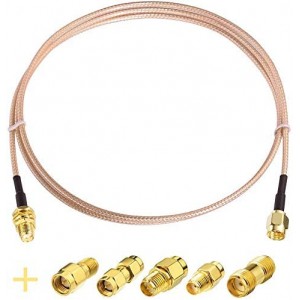 SMA Male to SMA Female RF Coaxial Coax Cable 20inches + 5pcs RF Coax Adapter Kit SMA Cable + SMA to SMA/RPSMA Adapter KIT