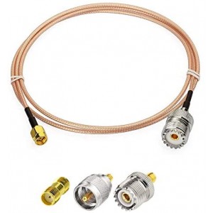 SMA Male to SO239 RF Coaxial Coax Cable 6.5ft + 3pcs Adapter Kit SMA to UHF Cable + SMA to SO239/PL259 Adapter Kit