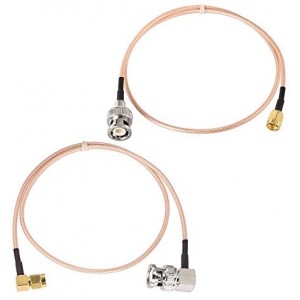 SMA to BNC Cable, SMA Male to BNC Male Cable Pigtail + Right Angle BNC Male to SMA Male Cable Using ET-RG316 Jumper RF Coaxial Cable, 20Inch 2Pcs