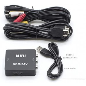 HDMI to RCA Converter (Digital to Analog Converter) - Converts from HDMI - Does not Work in Reverse - Down CONVERTS - Black Kit