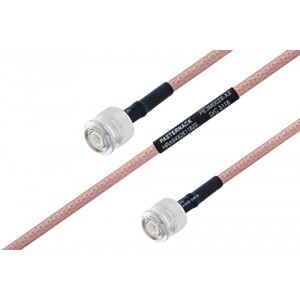 MIL-DTL-17 TNC Male to TNC Male Cable 12 Inch Length Using M17/60-ET-RG142 Coax