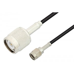 Reverse Polarity SMA Male to TNC Male Cable 12 Inch Length Using ET-RG174 Coax, RoHS