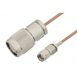 Reverse Polarity SMA Male to TNC Male Cable 12 Inch Length Using ET-RG178 Coax, RoHS