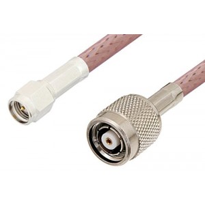 SMA Male to Reverse Polarity TNC Male Cable 12 Inch Length Using ET-RG142 Coax, RoHS