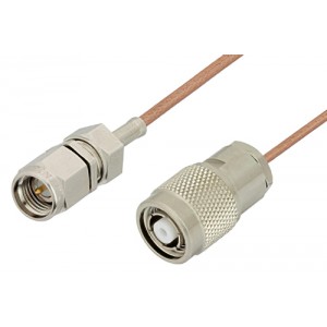 SMA Male to Reverse Polarity TNC Male Cable 12 Inch Length Using ET-RG178 Coax, RoHS